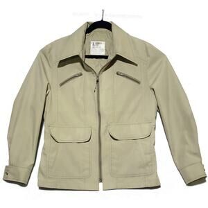 London Fog Zip Up Jacket Women's Size Medium 40 Tan Lined With Pockets